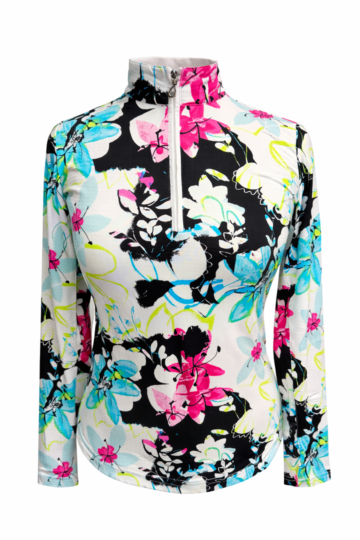 SanSoleil SOLTEKICE L/S PRINT MOCK - TWILIGHT LILY - Skorzie