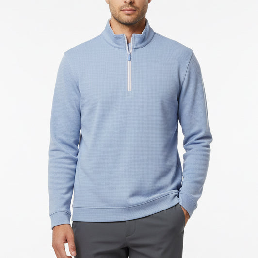 Straight Down Men's Golf Quarter Zip Warren Blue Shade Size L