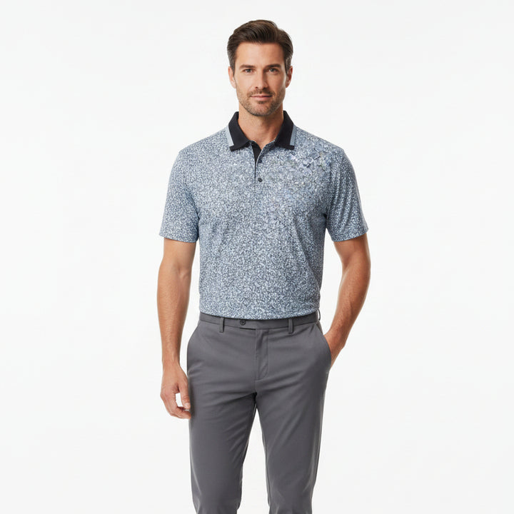 G/FORE Men's Polo Zig-Zag Tech Jersey Light Sage/Snow Size M