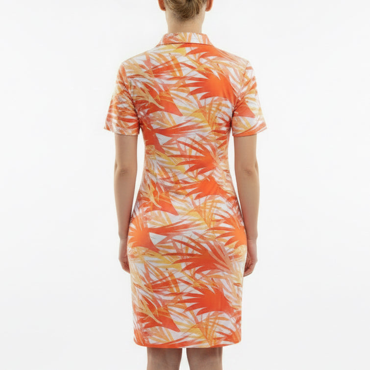 MDC Women's Golf Dress Watercolor Print 35" Papaya