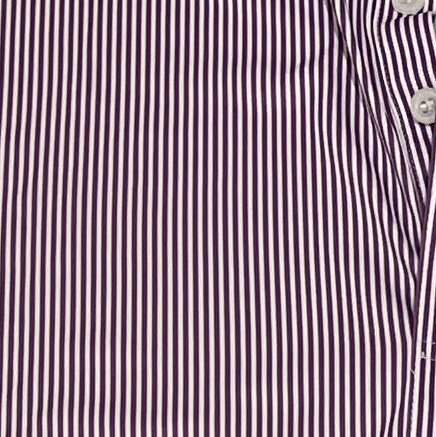 Collars & Co. Men's Polo Performance Fabric Semi-Spread Collar Purple Thin Pinstripe Size M