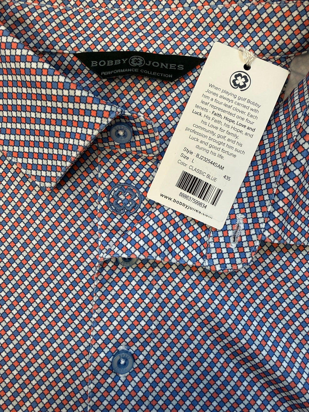 Bobby Jones Performance Seville Print Jersey Polo - Classic Blue - Large