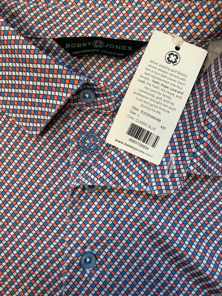 Bobby Jones Performance Seville Print Jersey Polo - Classic Blue - Large