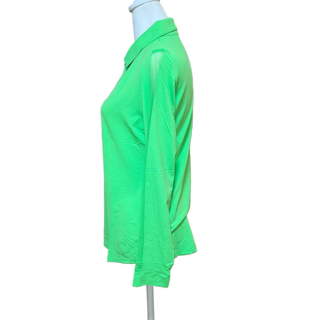 IBKUL Mesh Long Sleeve 1/4 Zip Polo - Lime - Small