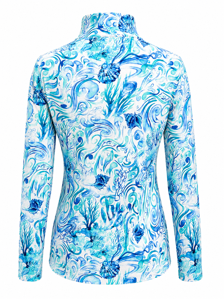 G-Lifestyle Long Sleeve Quarter Zip - Blue Coral Reef - Small