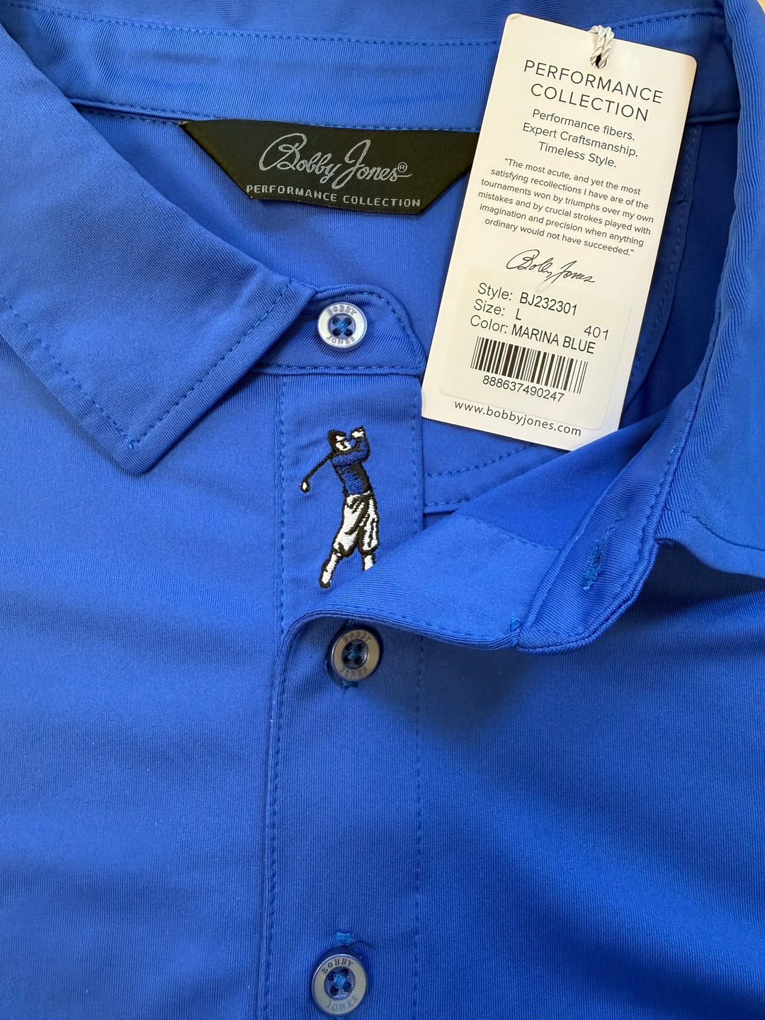 Bobby Jones Marina Blue Performance Jersey Polo - Large