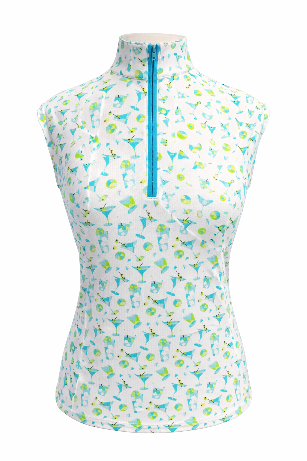 SanSoleil SOLTEK LUX SLEEVELESS PRINT MOCK - CRACKED ICE TURQUOISE - Skorzie