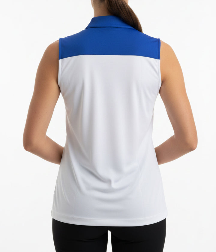 EPNY Women's Golf Polo Sleeveless White/Dusty Blue Size L