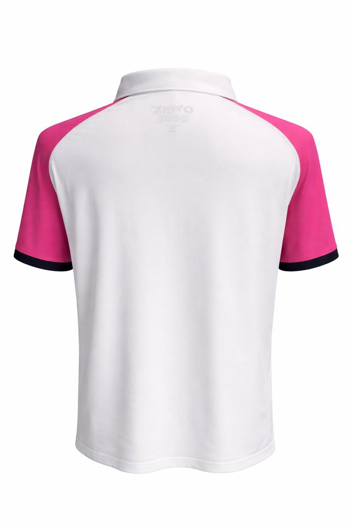 IBKUL Lane Short Sleeve Zip Polo - White/Rose - Large - Skorzie