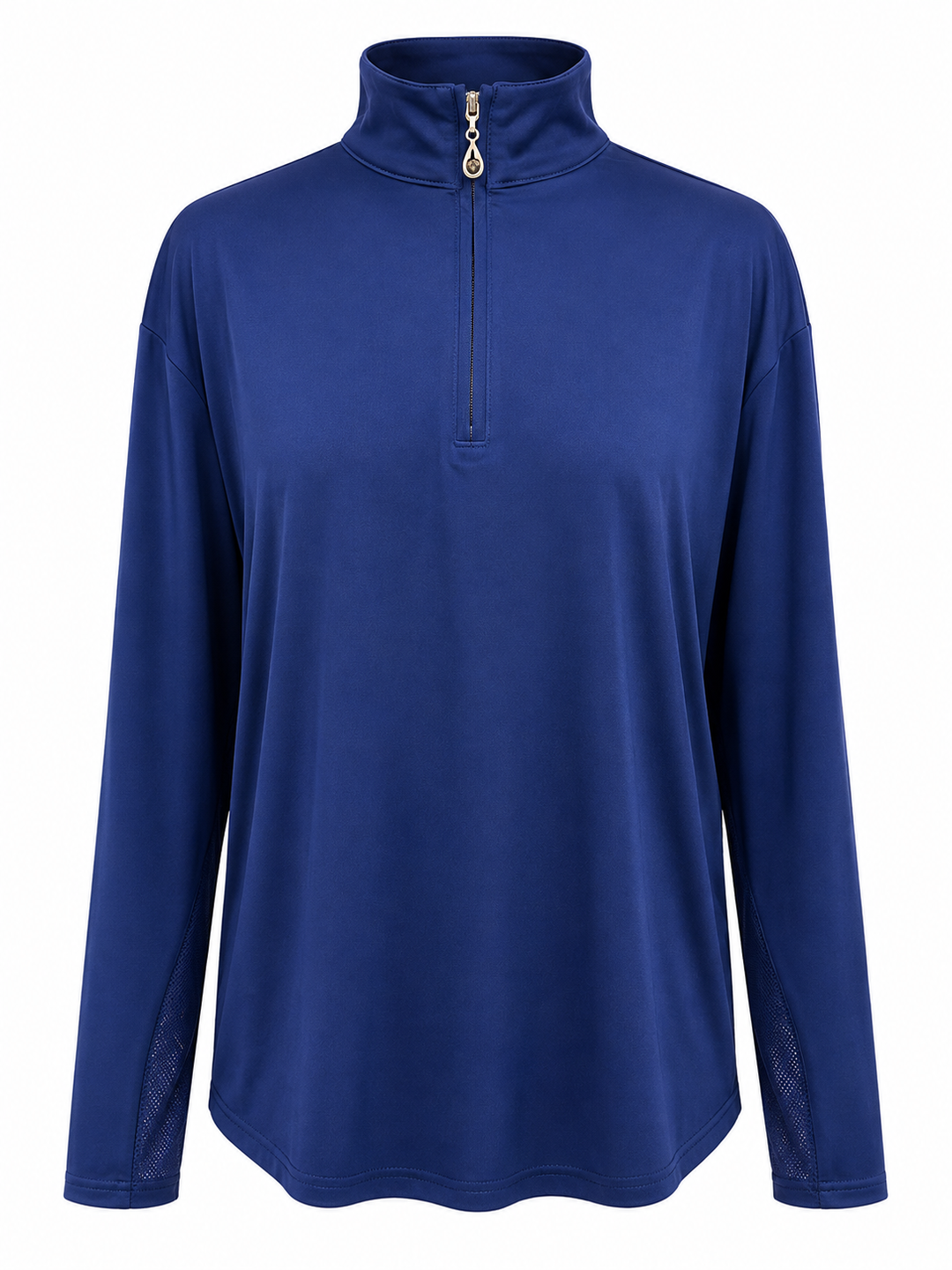 SanSoleil SolCool Print Mock Zip Top -  Navy - XXL