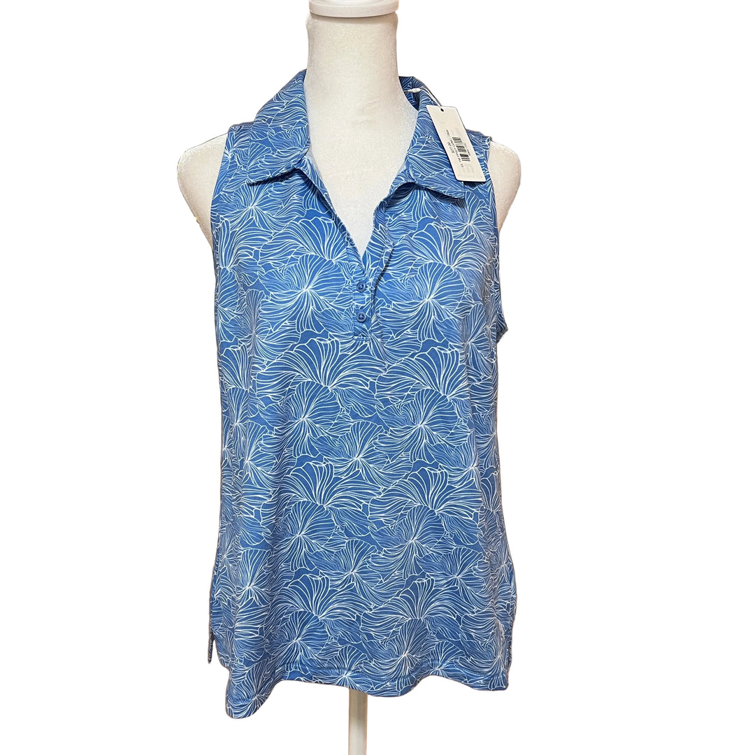 Travis Mathew Featherweight Printed SL Polo (w/ logo) - Granada Blue Multi - Skorzie