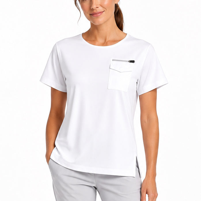 Jamie Sadock Women's Golf Polo Crew Neck Pocket T Sugar Size M