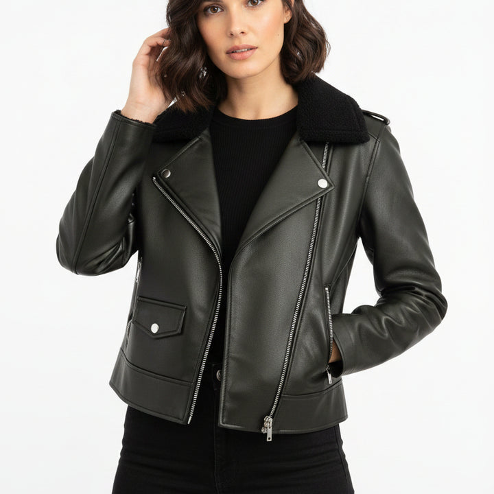 UGG Women's Jacket Finnian LuxeFluff Moto Black