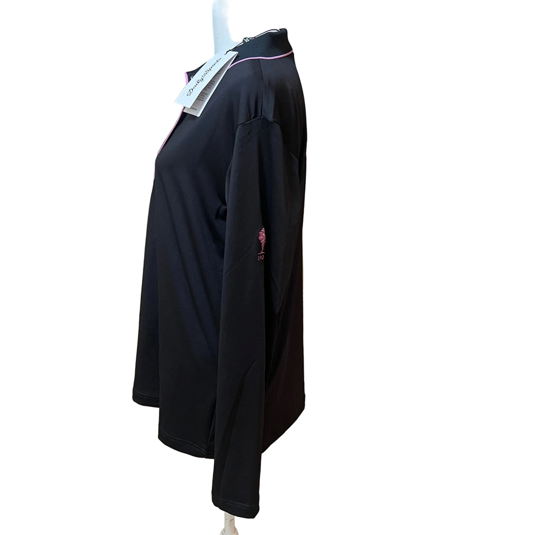 Daily Sports Embroidered LS Polo (w/ logo) - Black - X-Large - Skorzie
