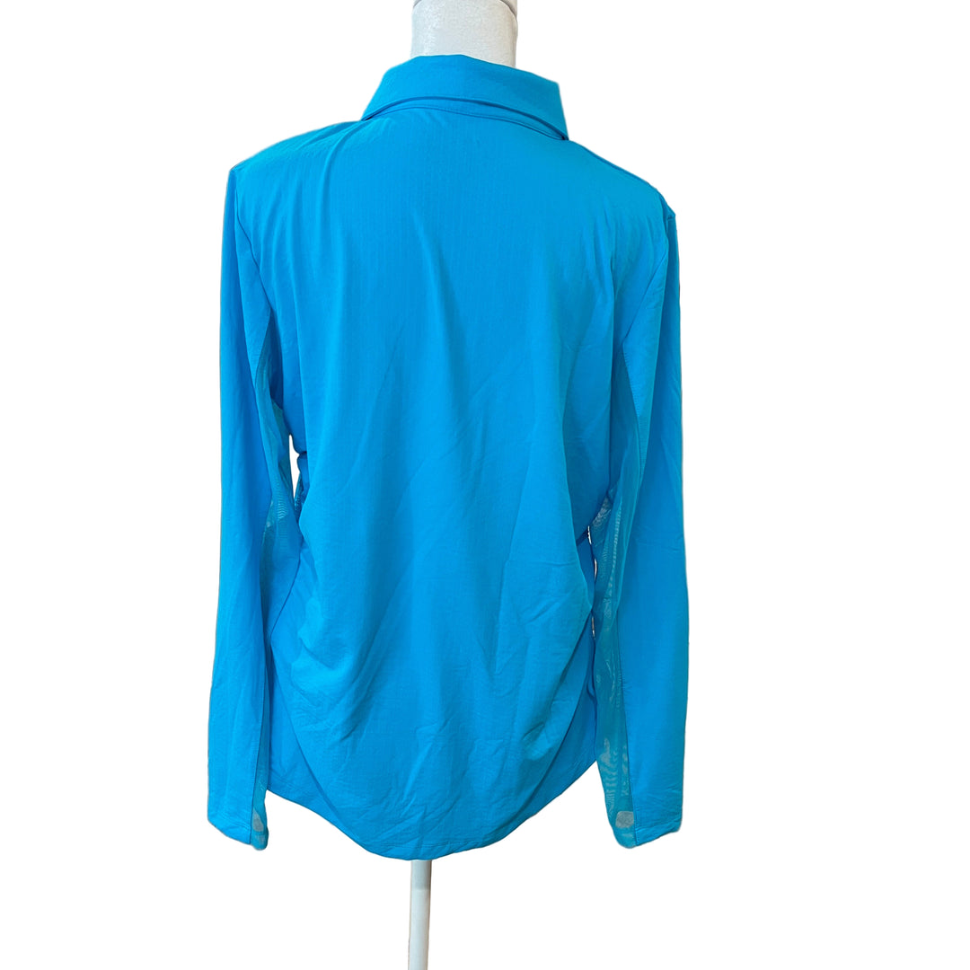 IBKUL Zip Polo with Adjustable Drawstring - Turquoise