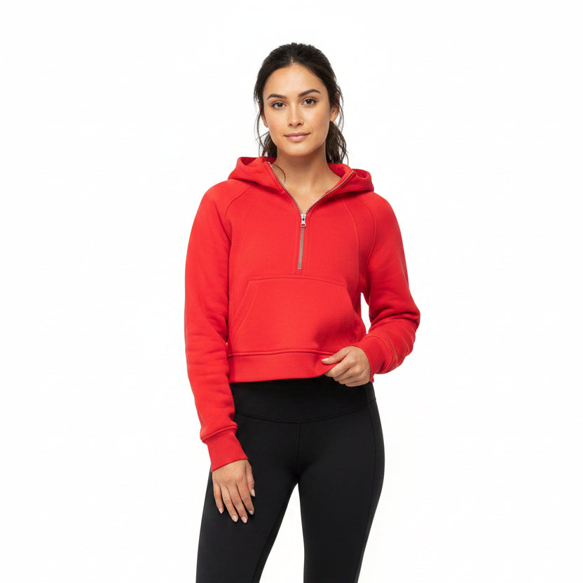 Lululemon Scuba Oversized 1/2 Zip Hoodie - Cherry Red - Skorzie