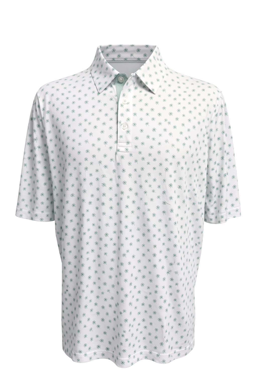 SanSoleil TEK-ICE S/S PRINT POLO -CLOVER WHITE/GREY - Skorzie