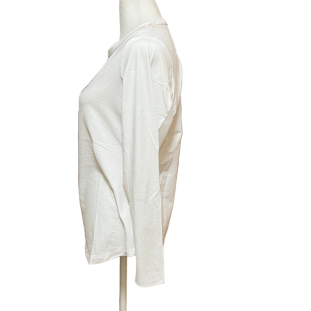 IBKUL Long Sleeve Crew with Mesh Collar - White