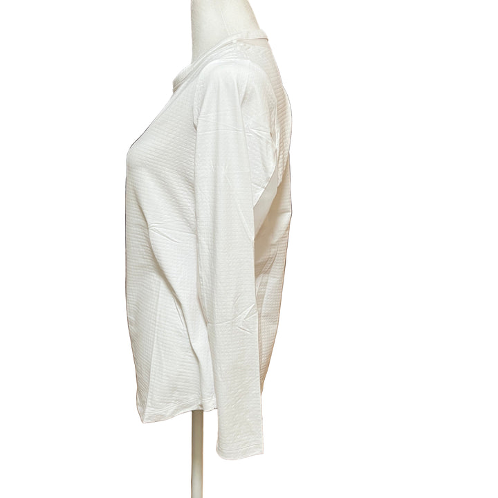 IBKUL Long Sleeve Crew with Mesh Collar - White