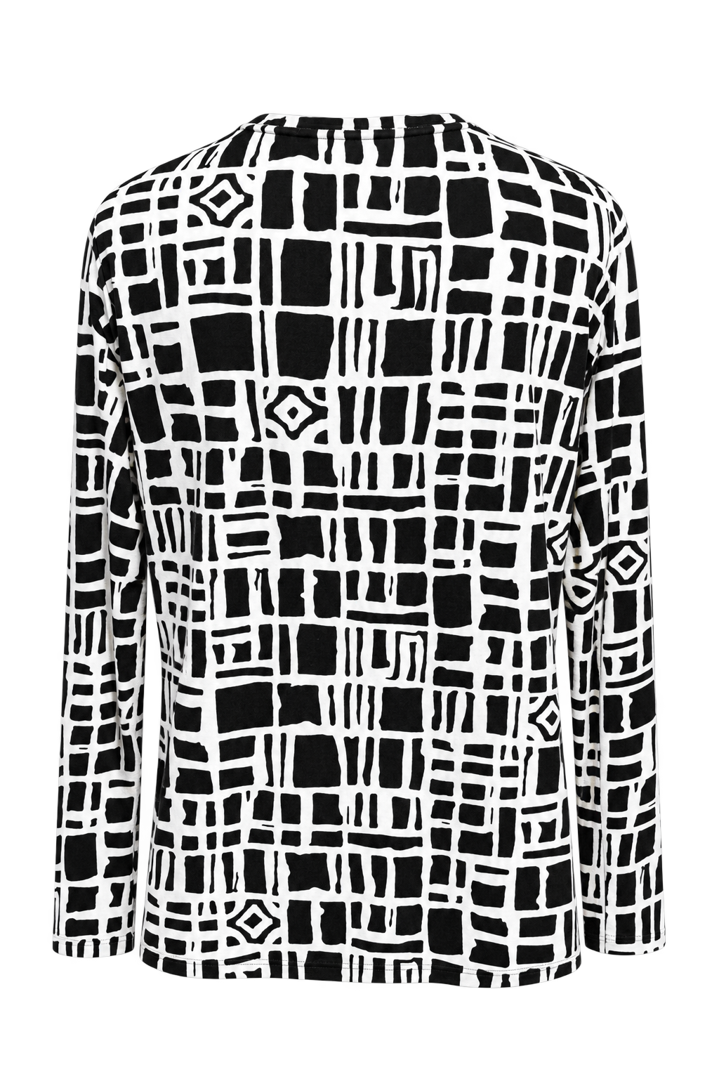 IBKUL Bianca Long Sleeve Crew Neck Top - Black/White
