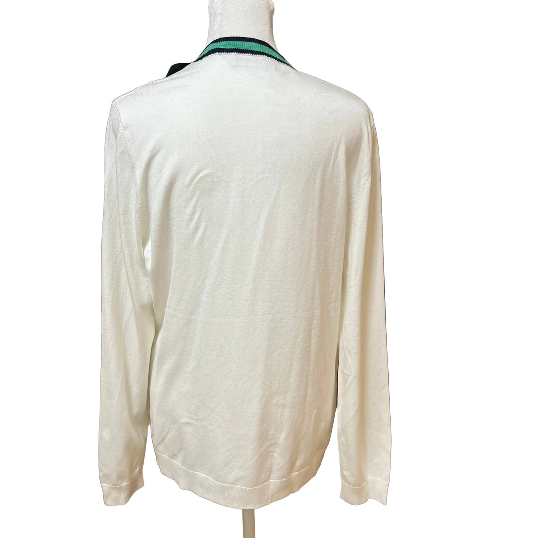 Golftini Stretch V-Neck Sweater (w/logo) - White/Kelly Green - X-Large - Skorzie