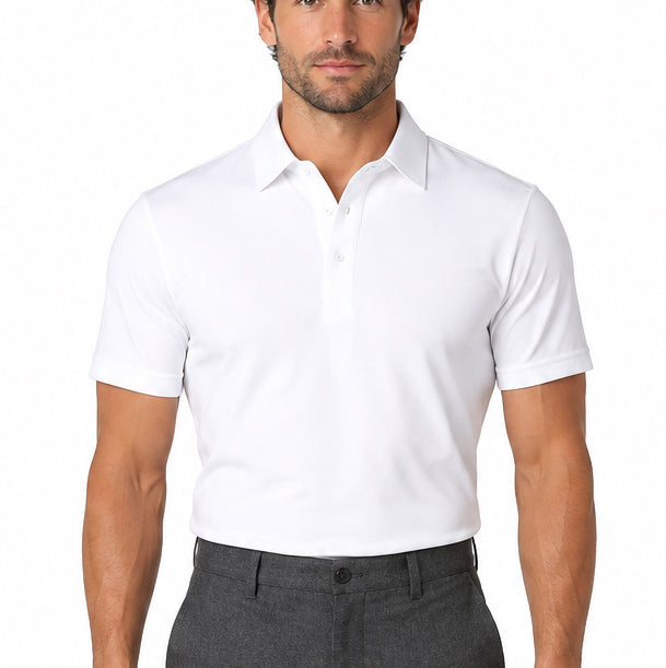 Collars & Co Men's Golf Polo Semi-Spread Collar White Size L