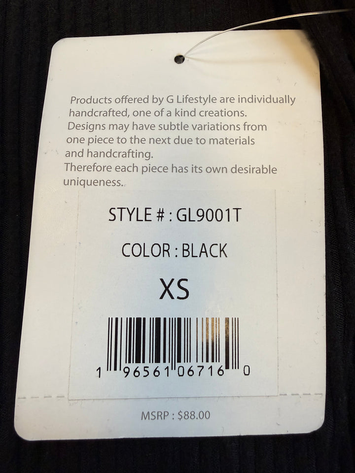 G-Lifestyle Women's Ribbed Cowl Neck Top - Black - XS