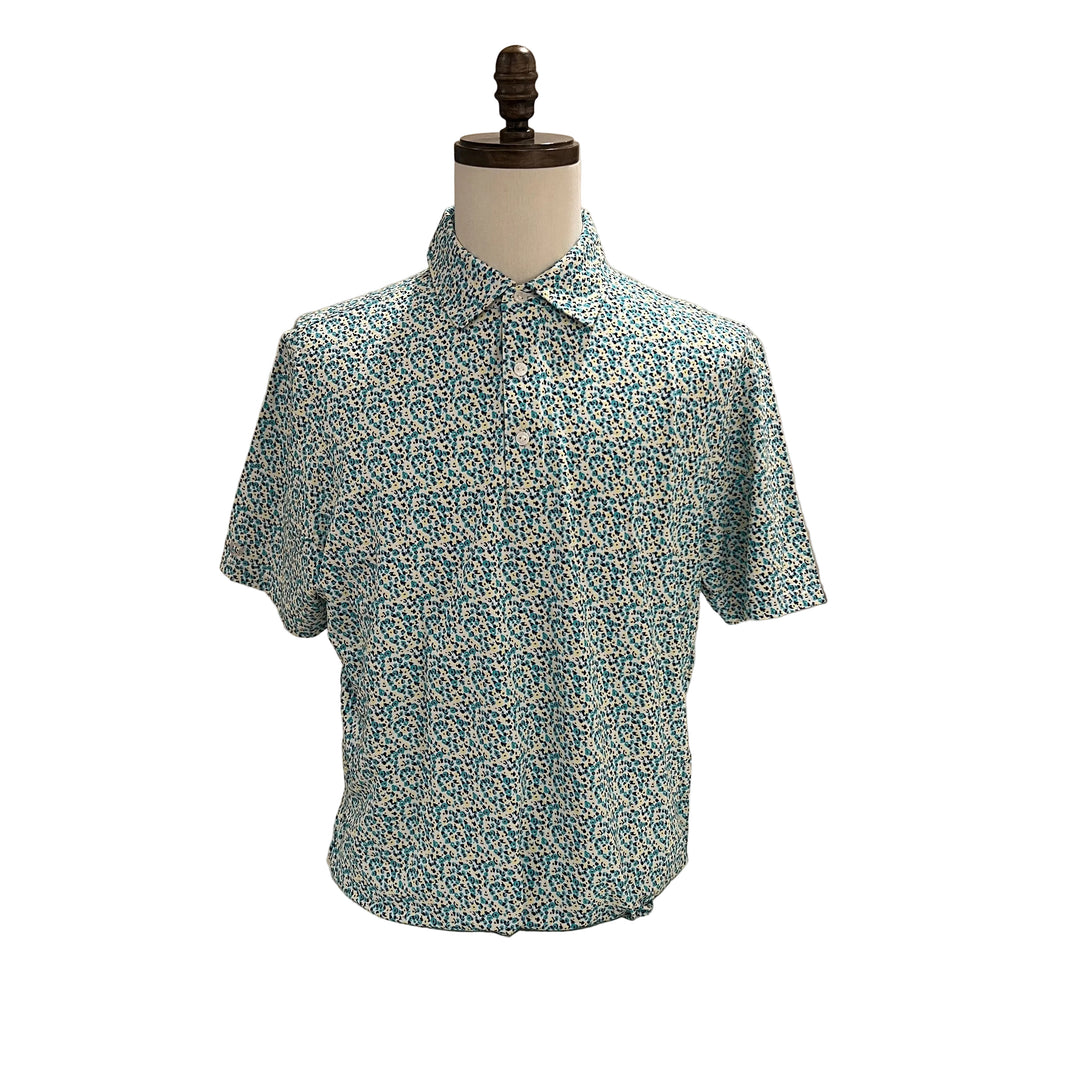 IBKUL Floral Polo - Turquoise/Navy/Yellow - Large - Skorzie
