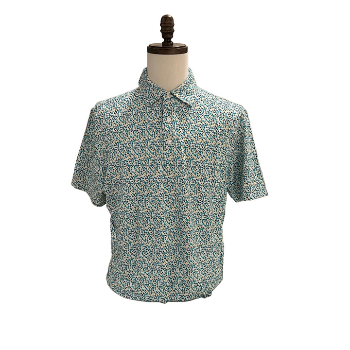 IBKUL Floral Polo - Turquoise/Navy/Yellow - Large - Skorzie