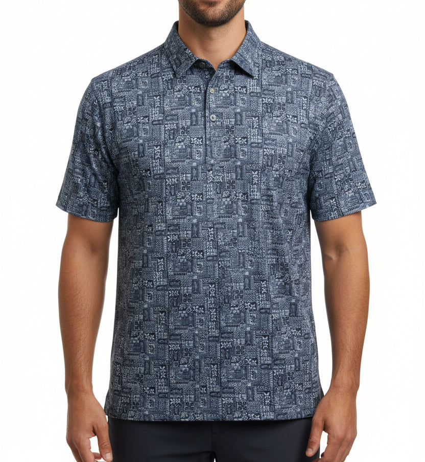 Straight Down Men's Golf Polo Reef Runner Blue Shade Size L