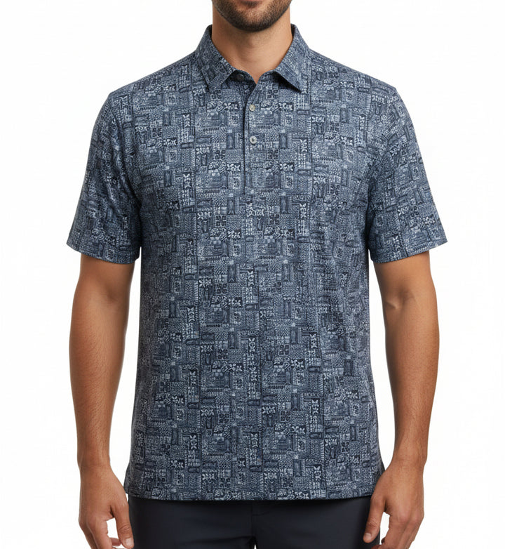 Straight Down Men's Golf Polo Reef Runner Blue Shade Size L