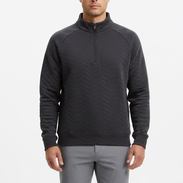 G/FORE Men's Golf Pullover Dunes Cotton Quilted Onyx Size M