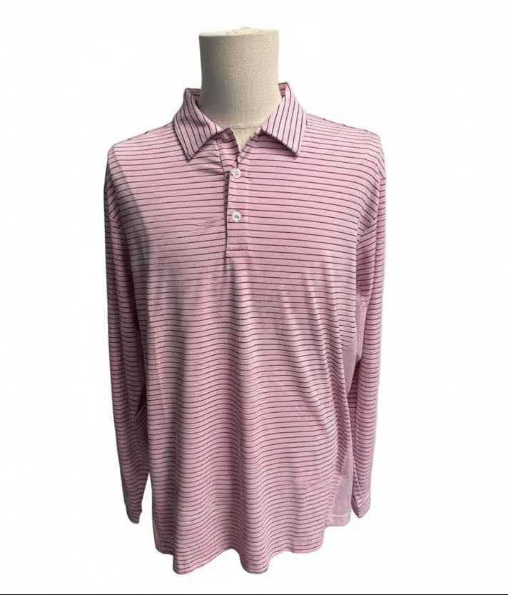 SanSoleil SOLCOOL L/S STRIPE POLO - PINK SUBMARINE - Skorzie