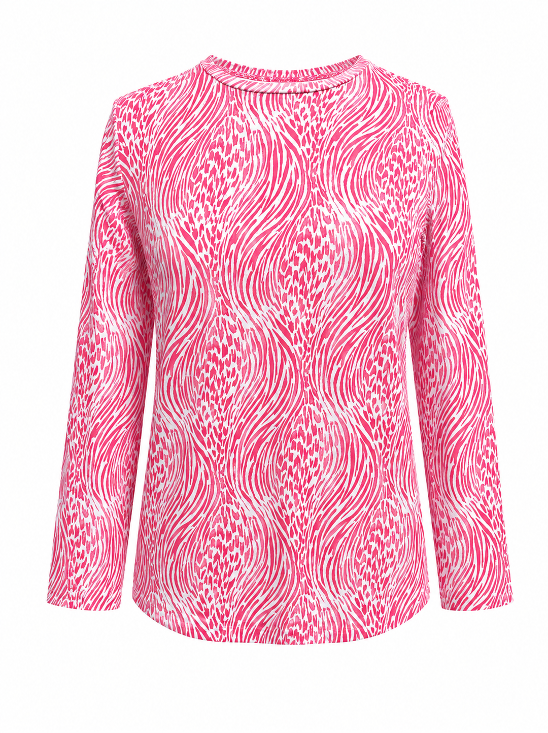IBKUL Alena Long Sleeve Crew Neck Top - Watermelon Safari