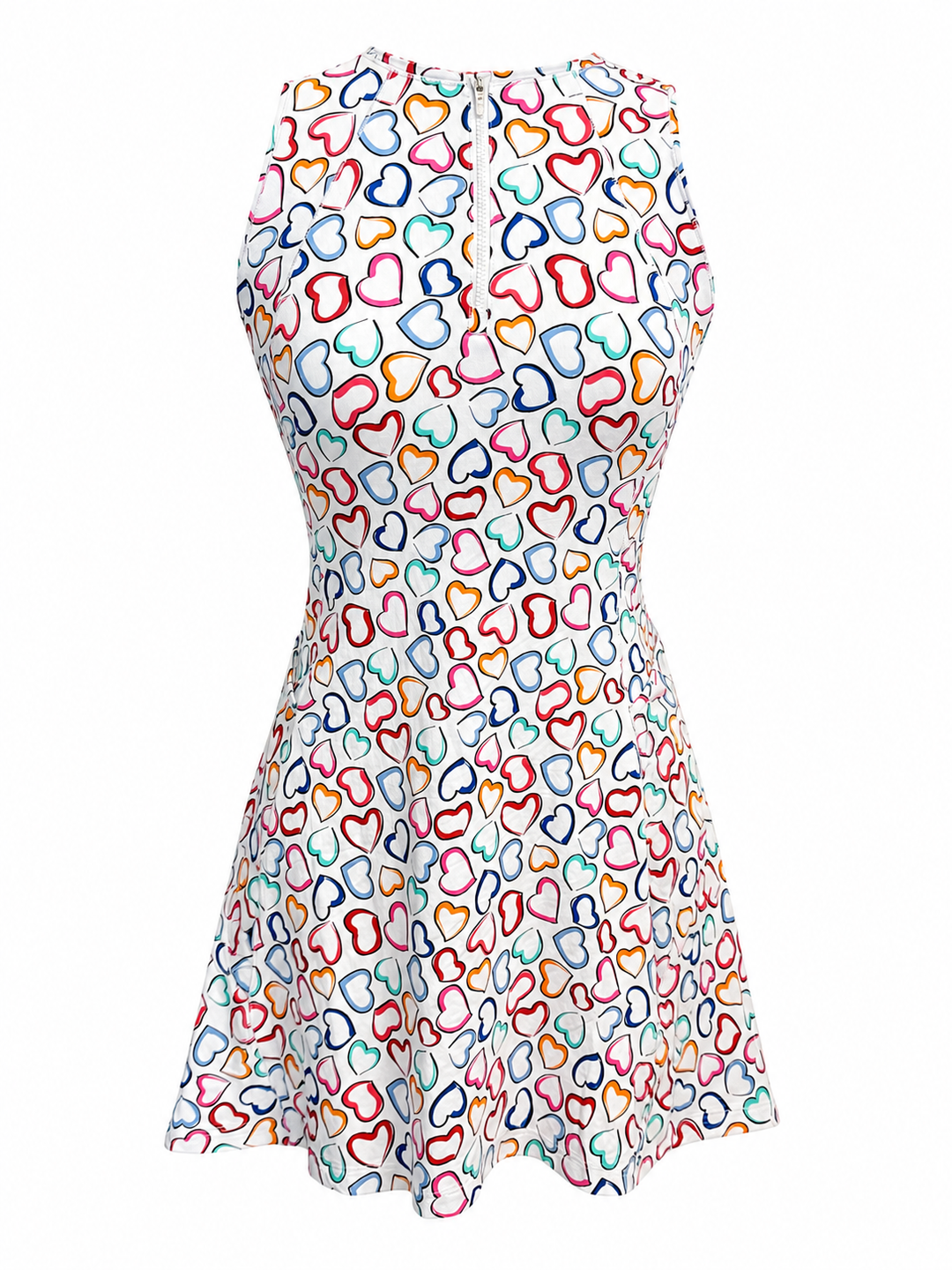 IBKUL Amara Sleeveless Tennis Dress - White Multi Hearts
