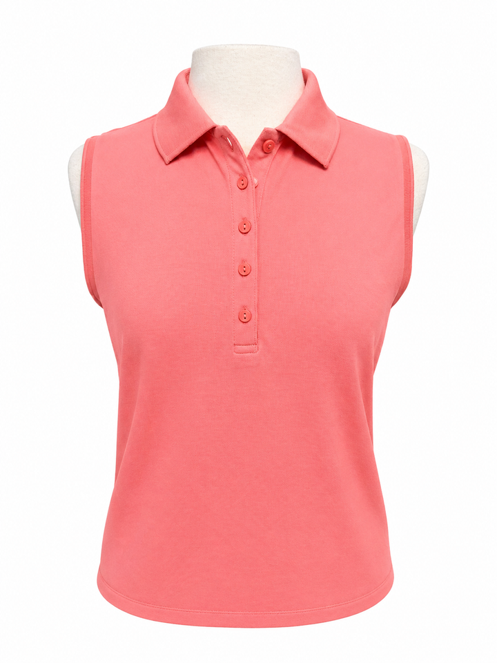 A. Putnam Sleeveless Cropped Polo - Salmon Rose - Small - Skorzie
