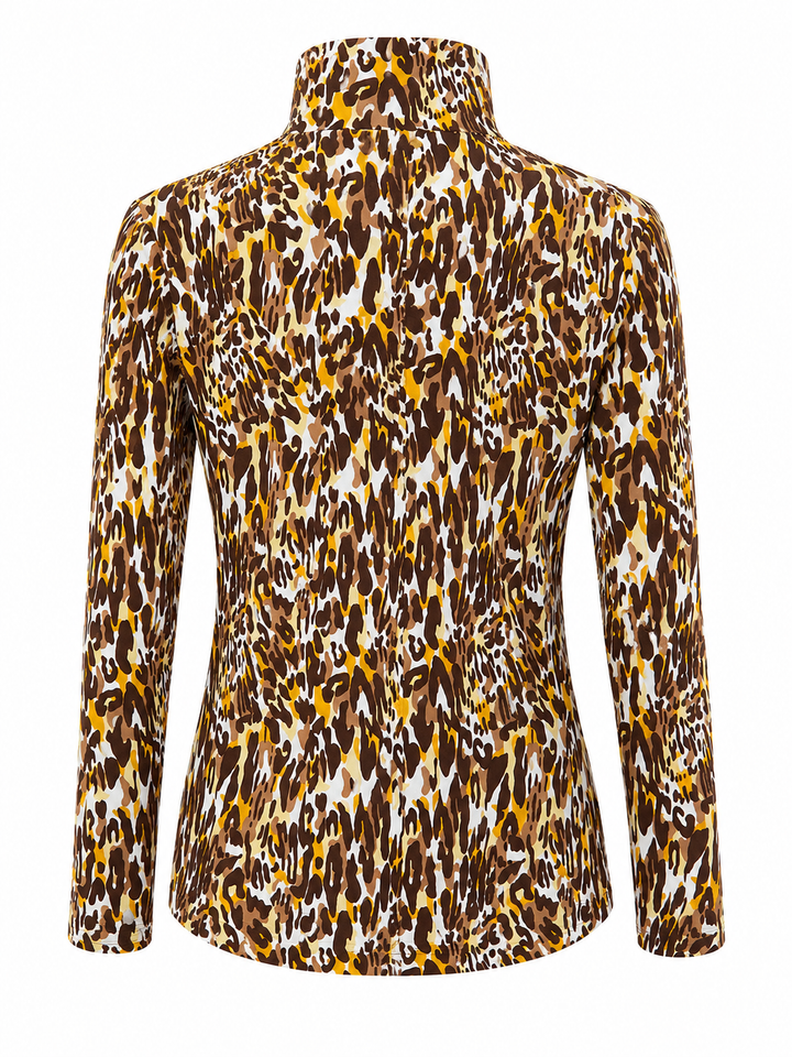 IBKUL Karen Print Long Sleeve Mock Neck Top