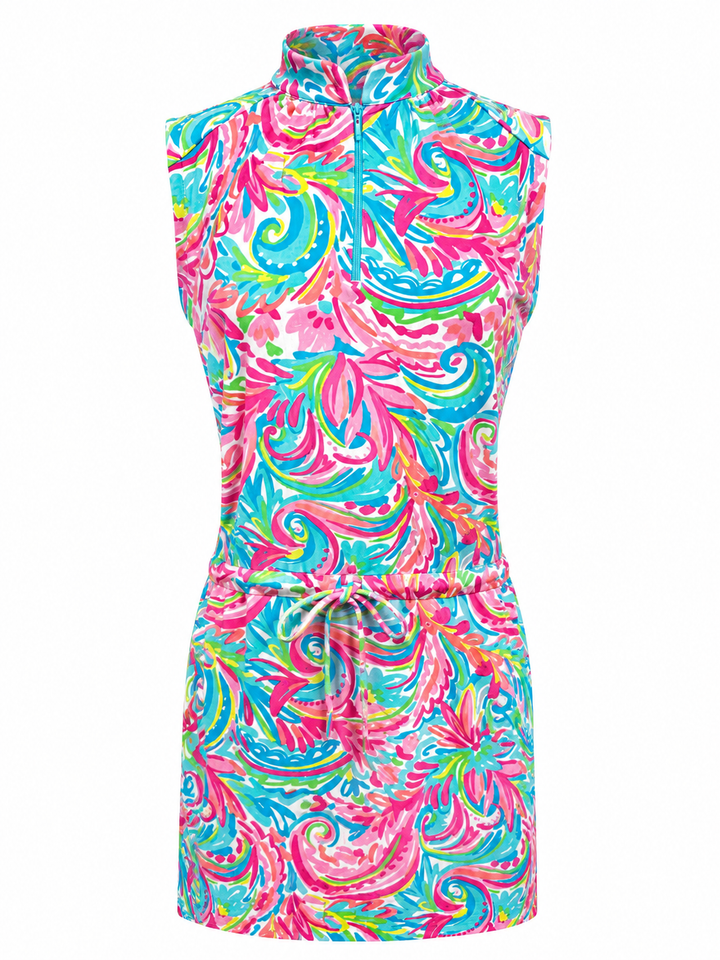 IBKUL Subrey Sleeveless Drawstring Dress - Candy
