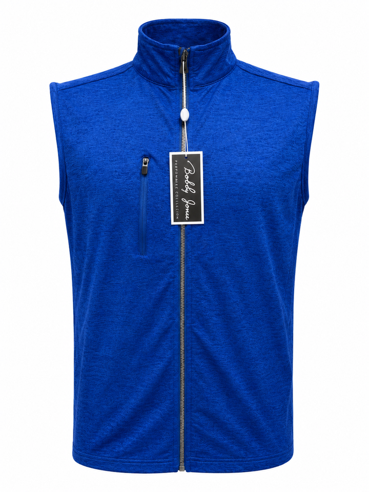 Bobby Jones Performance Jersey Zip Front Vest - Blue Stone - Medium