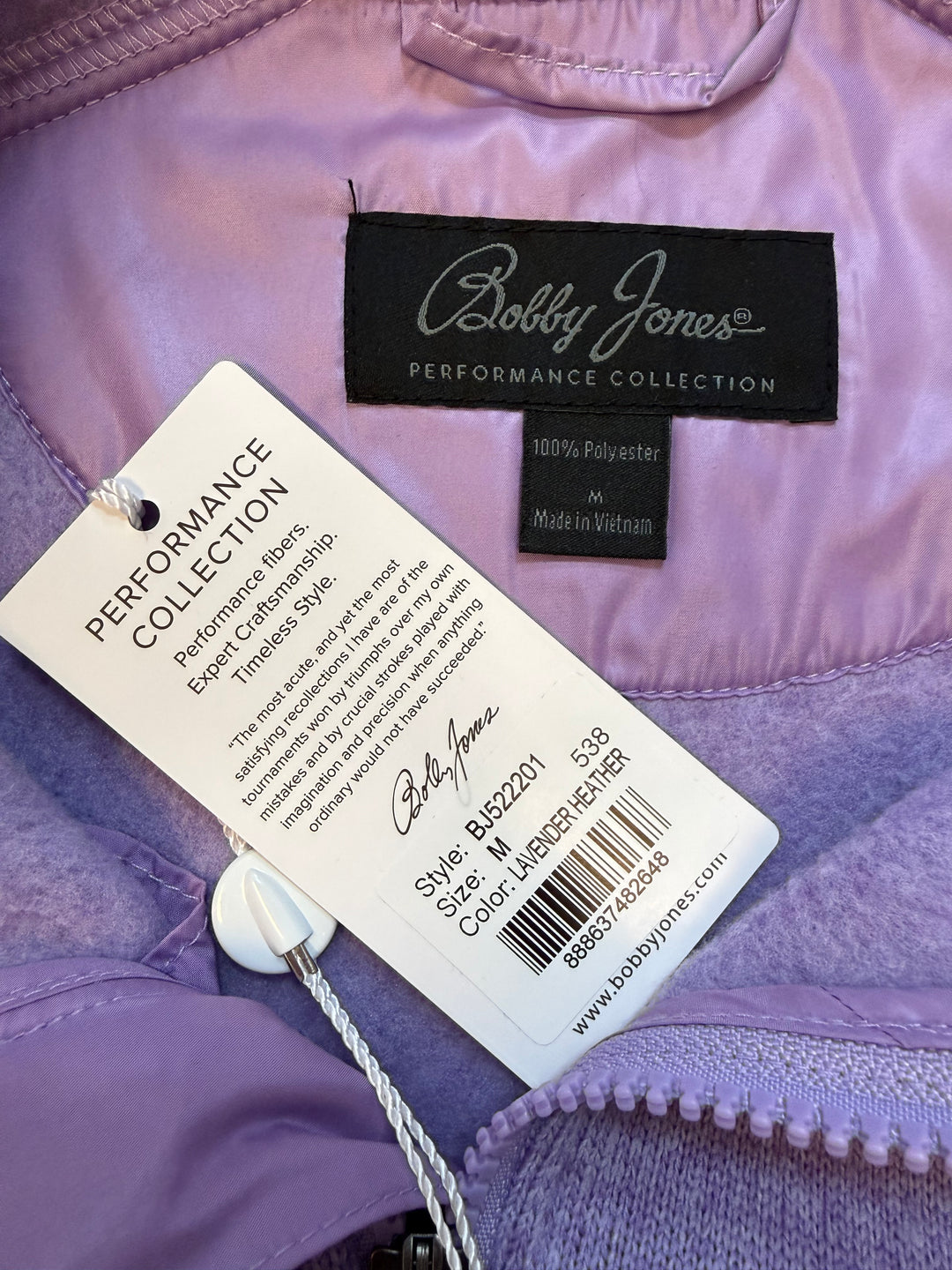 Bobby Jones Performance Jersey Zip Front Vest - Lavender Heather - Medium