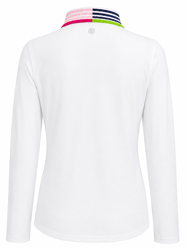 G/FORE Long Sleeve Tech Polo (w/ logo) - White - Large