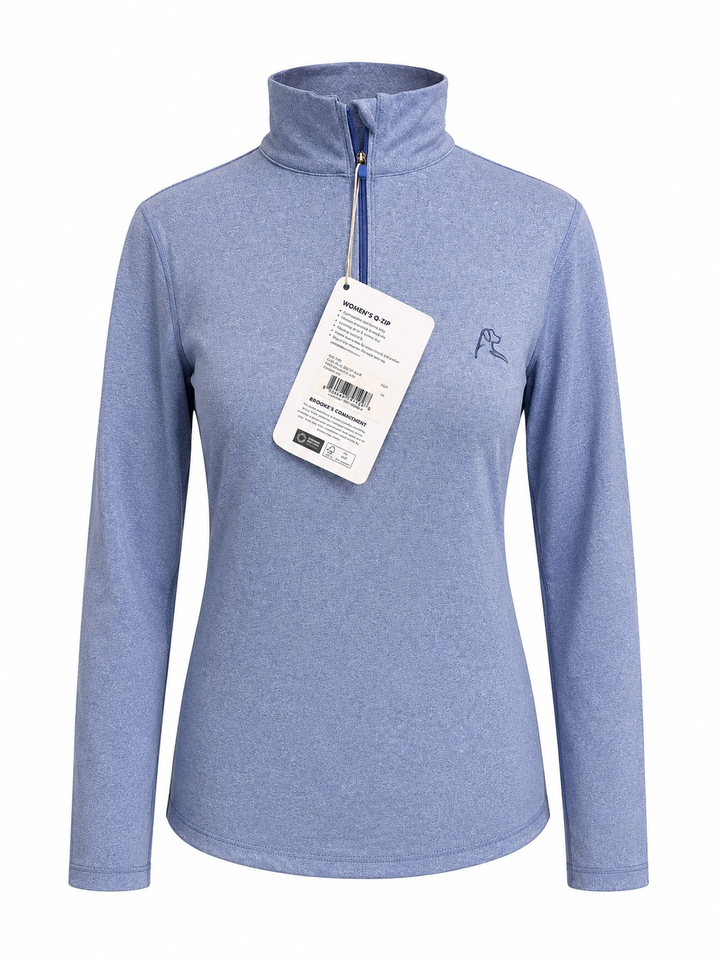Rhoback Women's Quarter Zip (w/ Logo) - Heather Dusk Blue - Skorzie