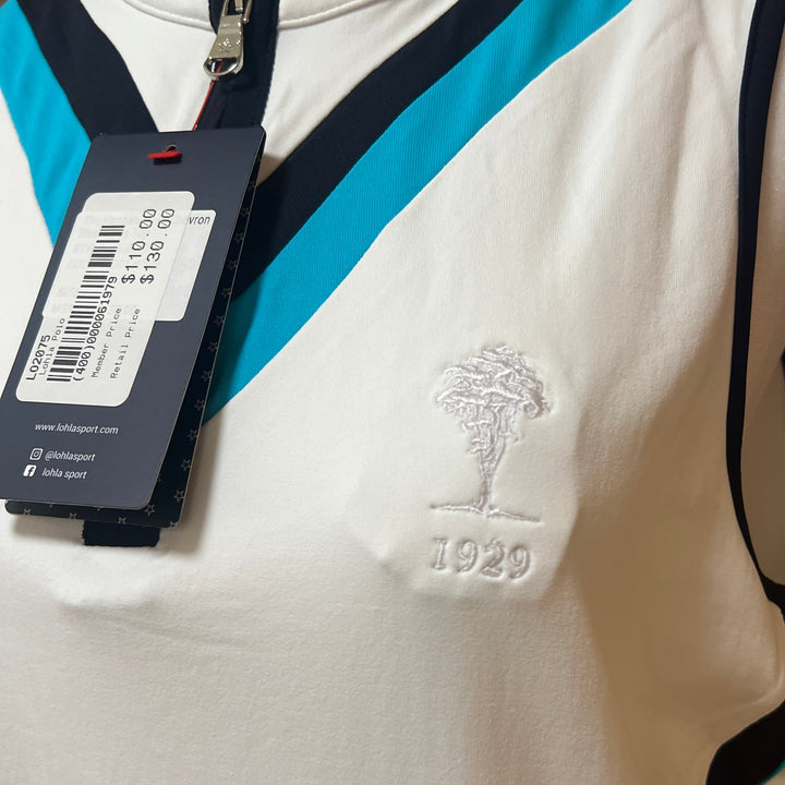Lohla Sport Hannah Multi-Chevron SL Top (w/ logo) - White - Skorzie