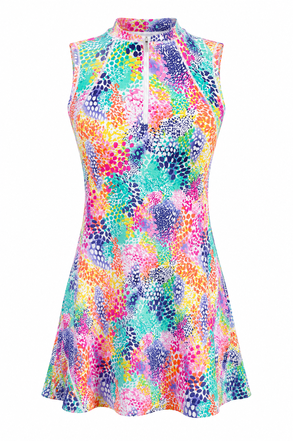IBKUL Lessie Sleeveless Tennis Dress - White Multi