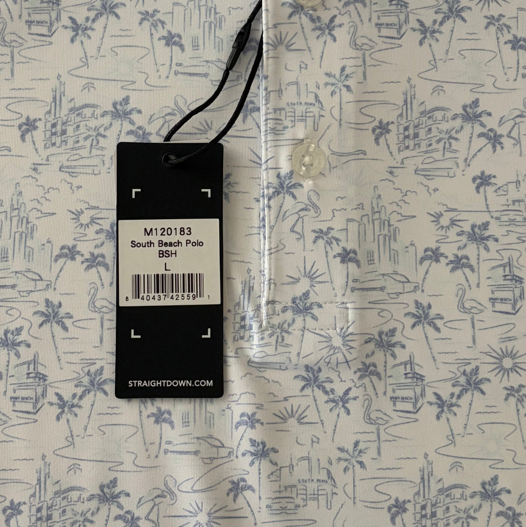Straight Down Men's Golf Polo South Beach Blue Shade Size L