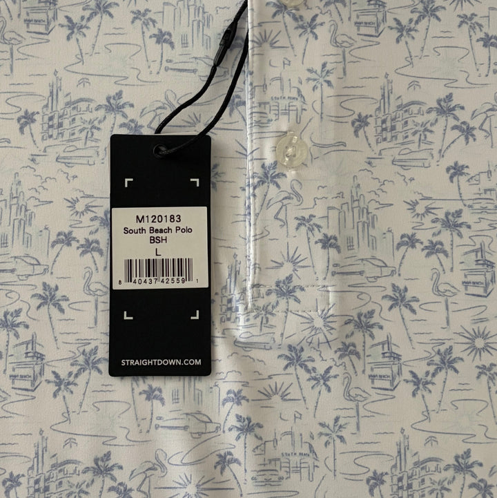 Straight Down Men's Golf Polo South Beach Blue Shade Size L