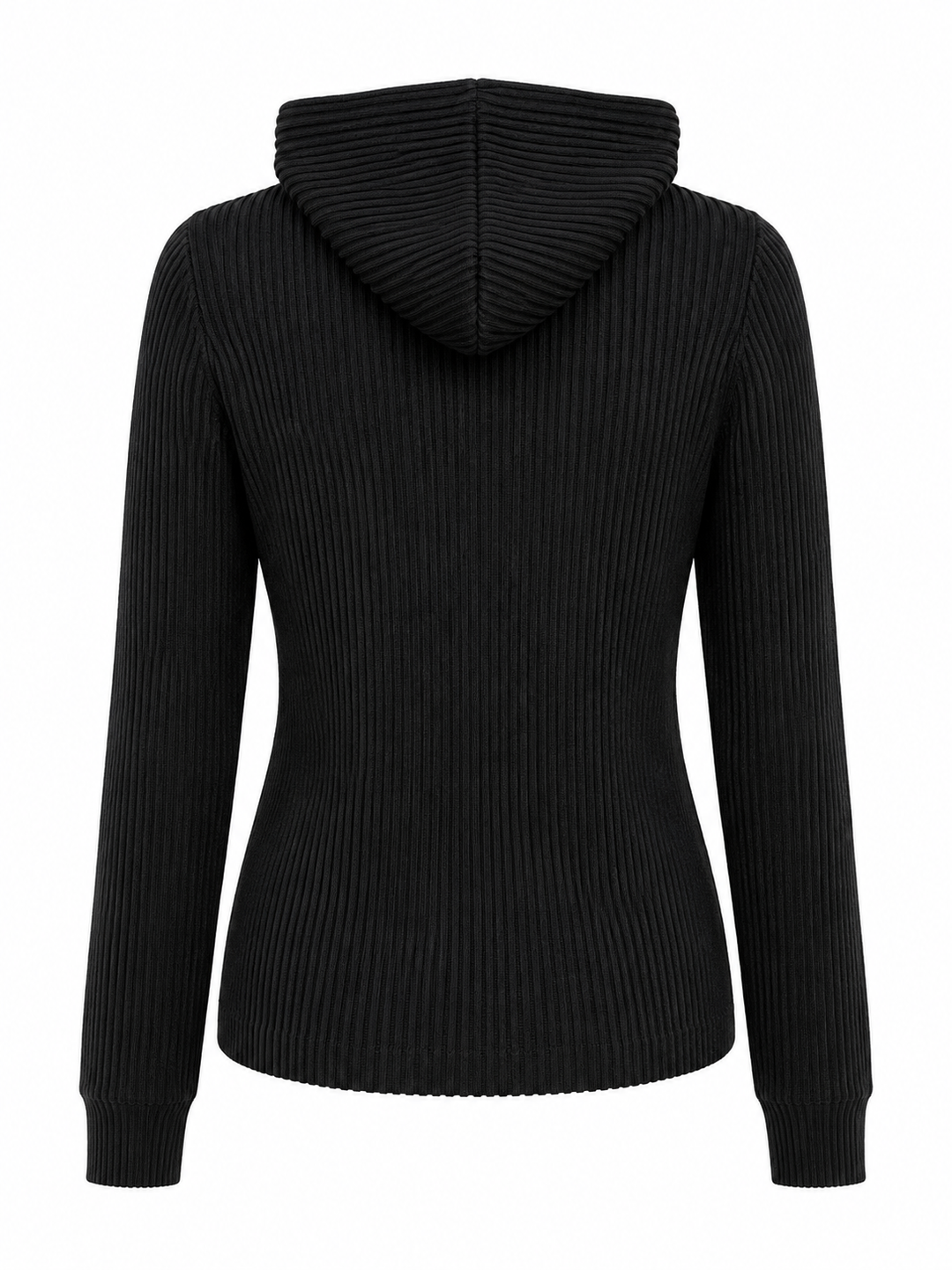 G-Lifestyle Women's Ribbed Zip Jacket with Hood - Black - XS