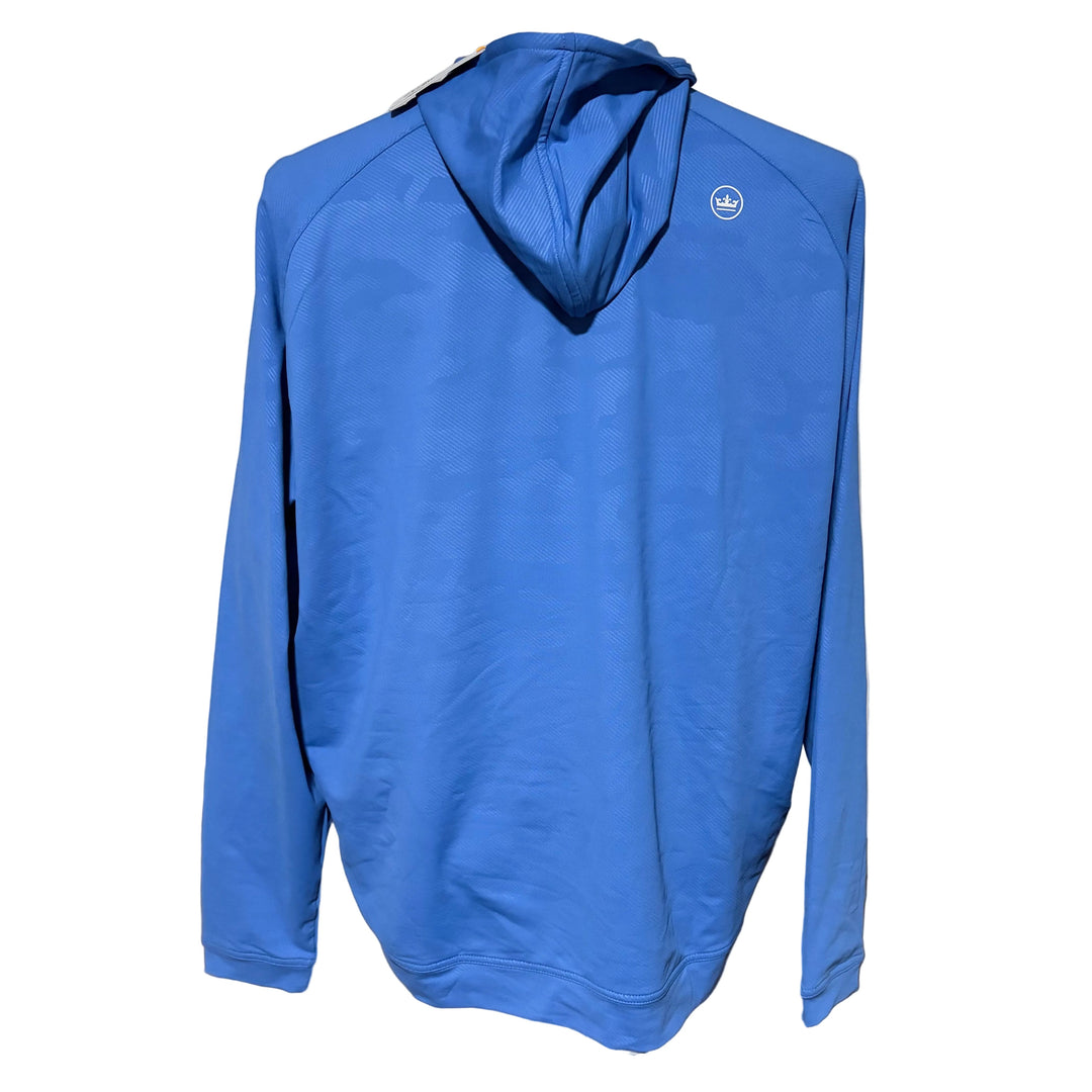 Peter Millar Pine Camo Performance Hoodie (w/logo) - Tide Blue - Large - Skorzie