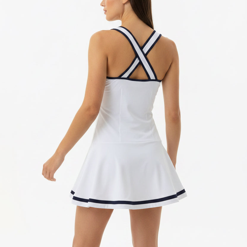 Original Penguin Women's Tennis Dress Colorblock Bright White Size S