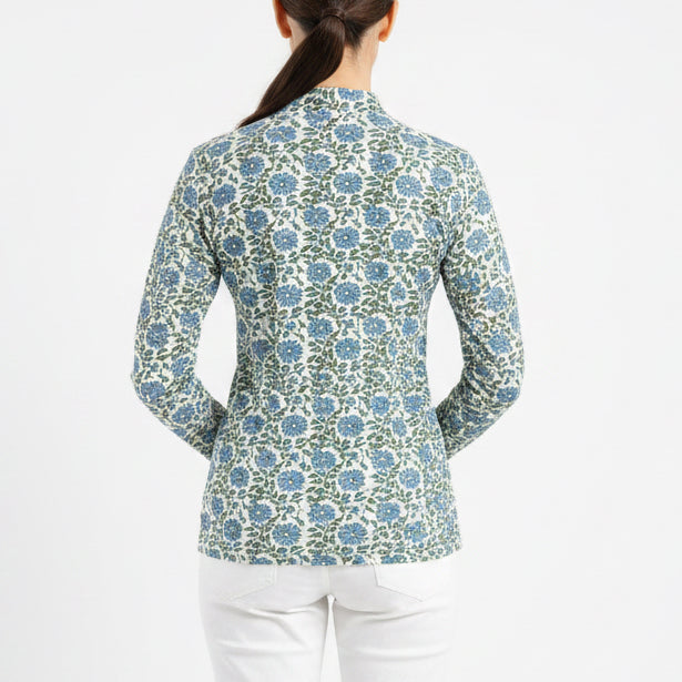 Smith & Quinn Women's L/S Polo Carey 1/4 Zip Seasalt Floral Size XL
